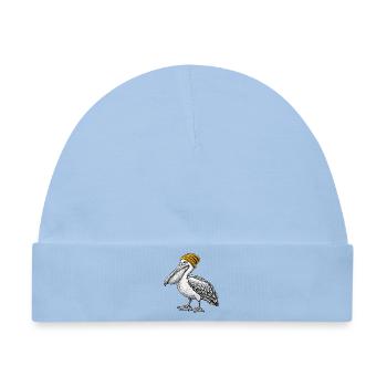 Pelikan mit Strickmütze - Baby Premium Organic Mütze - Hellblau - Vorne