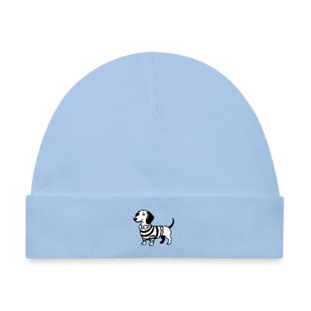 Dackel Hund mit Fliege Dackelliebe Kinder T-Shirt - Baby Premium Organic Mütze - Hellblau - Vorne