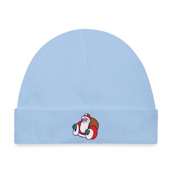 Fetter Cartoon-Weihnachtsmann mit Sack - Baby Premium Organic Mütze - Hellblau - Vorne