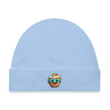 Kawaii Cupcake Cartoon Gesichter - Baby Premium Organic Mütze - Hellblau - Vorne