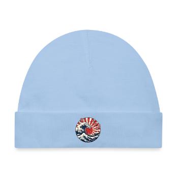 Große Welle Sonne Sakura Japan Kunst Vektor Shirt - Baby Premium Organic Mütze - Hellblau - Vorne