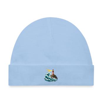 Leuchtturm über einer schwingenden Welle - Baby Premium Organic Mütze - Hellblau - Vorne