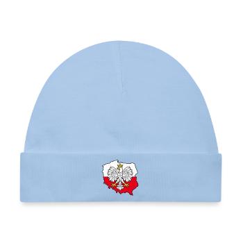Polnischer Adler auf der zweifarbigen Karte Polens - Baby Premium Organic Mütze - Hellblau - Vorne