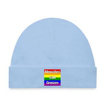 MENSCHEN STATT GRENZEN REGENBOGEN STATEMENT - Baby Premium Organic Mütze - Hellblau - Vorne