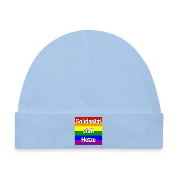 SOLIDARITÄT STATT HETZE REGENBOGEN ZUSAMMENHALT - Baby Premium Organic Mütze - Hellblau - Vorne