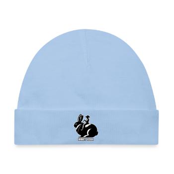 Rabbit Rider (Text hell - mit Kontur, 3-farbig) - Baby Premium Organic Mütze - Hellblau - Vorne