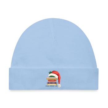 Bücherstapel mit Weihnachtsmütze - Baby Premium Organic Mütze - Hellblau - Vorne
