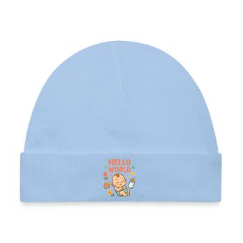 Hello World Baby-Kinderzimmer-Illustration - Baby Premium Organic Mütze - Hellblau - Vorne