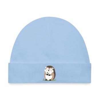 Süßer Igel mit Blatt - Baby Premium Organic Mütze - Hellblau - Vorne