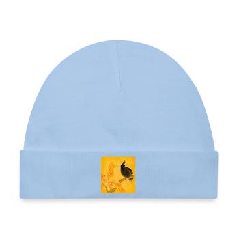 Schwarzer Singvogel auf gelben Blüten - Baby Premium Organic Mütze - Hellblau - Vorne