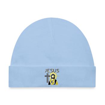 Jesus Ikone mit Heiligenschein  - Baby Premium Organic Mütze - Hellblau - Vorne