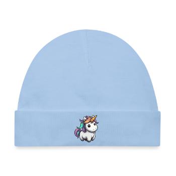 Pastell Unicorn mit Regenbogenmähne - Baby Premium Organic Mütze - Hellblau - Vorne
