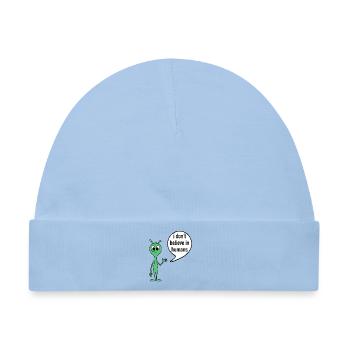 Alien Spruch I don’t believe in humans - Baby Premium Organic Mütze - Hellblau - Vorne