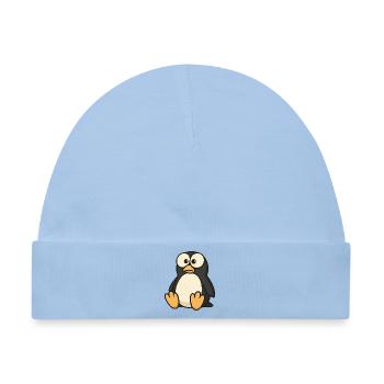 Lustiger verwirrter Pinguin mit Kulleraugen  - Baby Premium Organic Mütze - Hellblau - Vorne