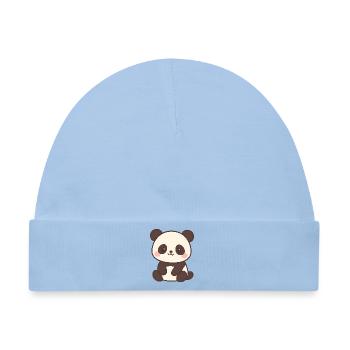 Niedliches Panda Kinderdesign - Baby Premium Organic Mütze - Hellblau - Vorne