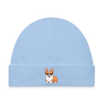 Cartoon-Corgi mit Sonnenbrille - Baby Premium Organic Mütze - Hellblau - Vorne
