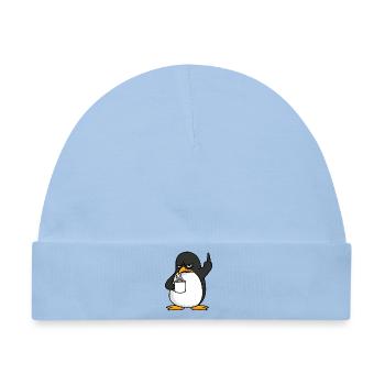 Pinguin Kaffee Kaffeeliebhaber Büro Mittelfinger - Baby Premium Organic Mütze - Hellblau - Vorne