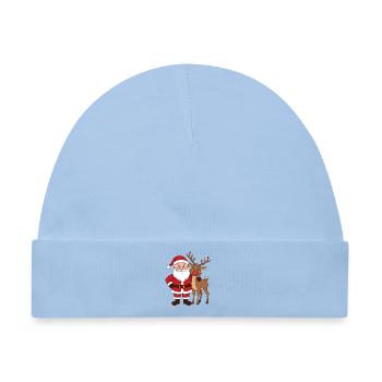 Festlicher Weihnachtsmann mit Rentier - Baby Premium Organic Mütze - Hellblau - Vorne