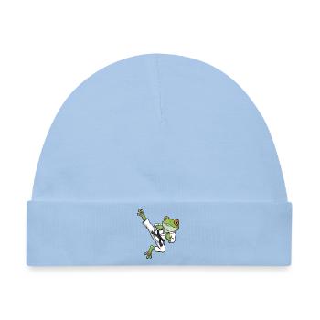 Skurriler Frosch Kröte Unke Karate Martial Arts - Baby Premium Organic Mütze - Hellblau - Vorne