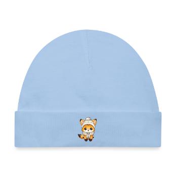 Fuchs Winter Tier Baby Comic - Baby Premium Organic Mütze - Hellblau - Vorne