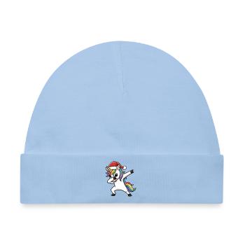 Weihnachts Einhorn Dab - Baby Premium Organic Mütze - Hellblau - Vorne