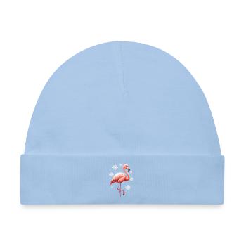 Flamingo Winterszene mit Schneeflocken - Baby Premium Organic Mütze - Hellblau - Vorne
