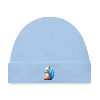 Polarfuchs Schneefuchs Eisfuchs Süßer Weißer Fuchs - Baby Premium Organic Mütze - Hellblau - Vorne