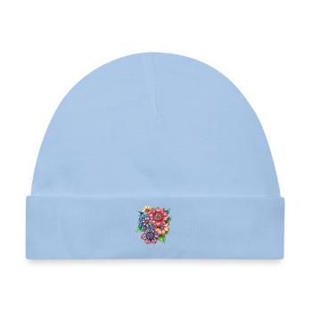 Farbexplosion Blütenbouquet - Baby Premium Organic Mütze - Hellblau - Vorne