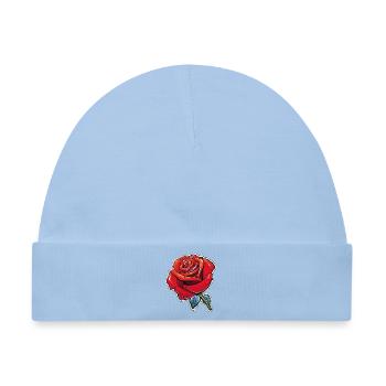 Rosenrote Cartoonrose Tau - Baby Premium Organic Mütze - Hellblau - Vorne