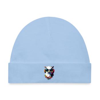 Schneeeule Weiße Eule Kauz Uhu Owl Schnee Eulen - Baby Premium Organic Mütze - Hellblau - Vorne