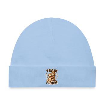 Süßer Baby-Affe namens Punch Plush Umarmung - Baby Premium Organic Mütze - Hellblau - Vorne