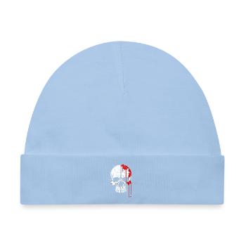 Geteilter Totenkopf mit roter Farbe - Baby Premium Organic Mütze - Hellblau - Vorne