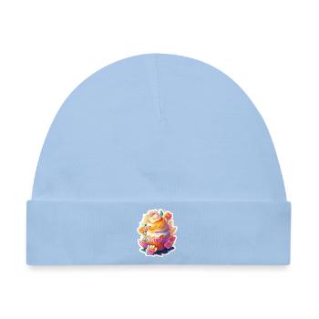 Blumen Cupcake Farbenspiel - Baby Premium Organic Mütze - Hellblau - Vorne
