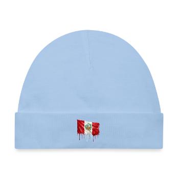 Schmelzende Peru-Flagge Kunst - Baby Premium Organic Mütze - Hellblau - Vorne
