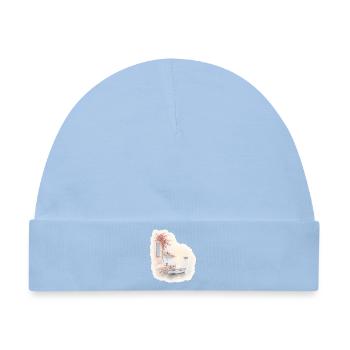 Hafenruhe – Kleines Boot im Morgenlicht - Baby Premium Organic Mütze - Hellblau - Vorne