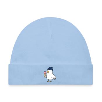 Möwe mit Mütze und Eis - Baby Premium Organic Mütze - Hellblau - Vorne