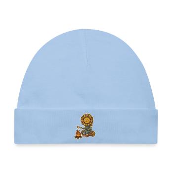 Sonnenblume Lagerfeuer Marshmallow Camping - Baby Premium Organic Mütze - Hellblau - Vorne