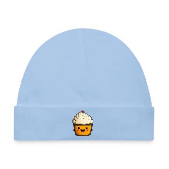 Kawaii Cupcake Gesicht Illustration - Baby Premium Organic Mütze - Hellblau - Vorne