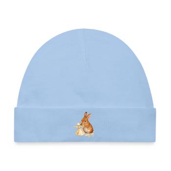 Kaninchen mit Maisblattpuppe - Baby Premium Organic Mütze - Hellblau - Vorne