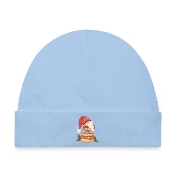 Schlafender Wichtel auf Weihnachtsplätzchen - Baby Premium Organic Mütze - Hellblau - Vorne