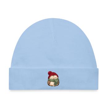 Wintereule im Schal - Baby Premium Organic Mütze - Hellblau - Vorne