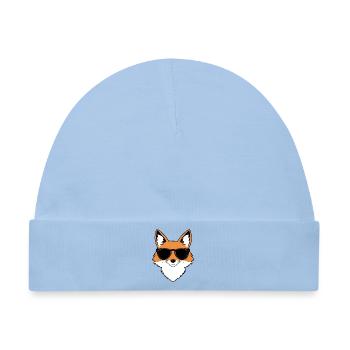 Fuchs mit Sonnenbrille - Baby Premium Organic Mütze - Hellblau - Vorne
