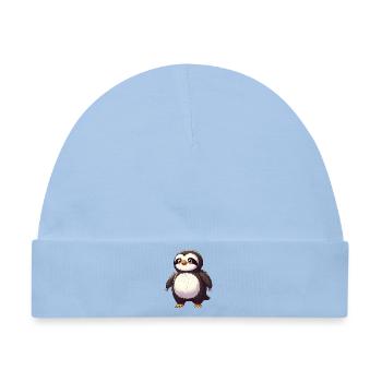 Lustiger Pinguin und Faultier Fabeltier Fantasie - Baby Premium Organic Mütze - Hellblau - Vorne
