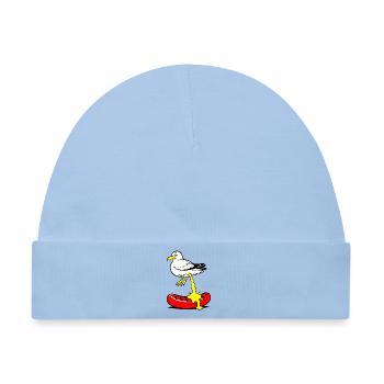 Bratwurst mit Senf, Vogel - Baby Premium Organic Mütze - Hellblau - Vorne