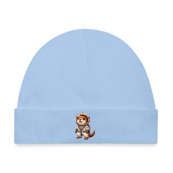 Otter Astronaut im Weltraum Cartoon - Baby Premium Organic Mütze - Hellblau - Vorne