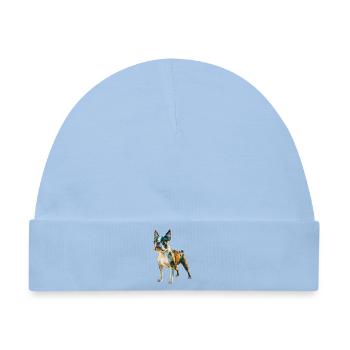 Französische Bulldogge - Cooles Low-Poly-Logo - Baby Premium Organic Mütze - Hellblau - Vorne