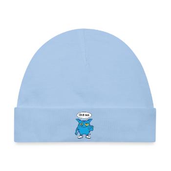 Chill mal - Zooki Monster lustiger Spruch - Baby Premium Organic Mütze - Hellblau - Vorne