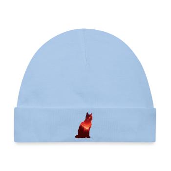 Katze Abendhimmel Natur Wald - Baby Premium Organic Mütze - Hellblau - Vorne