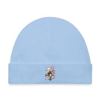 Bayern Teddy Zuckerwatte Karussell - Baby Premium Organic Mütze - Hellblau - Vorne