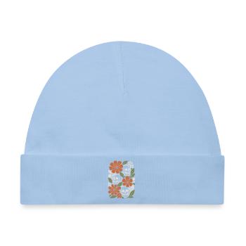 Retro-Blumenschädel im Herbst - Baby Premium Organic Mütze - Hellblau - Vorne